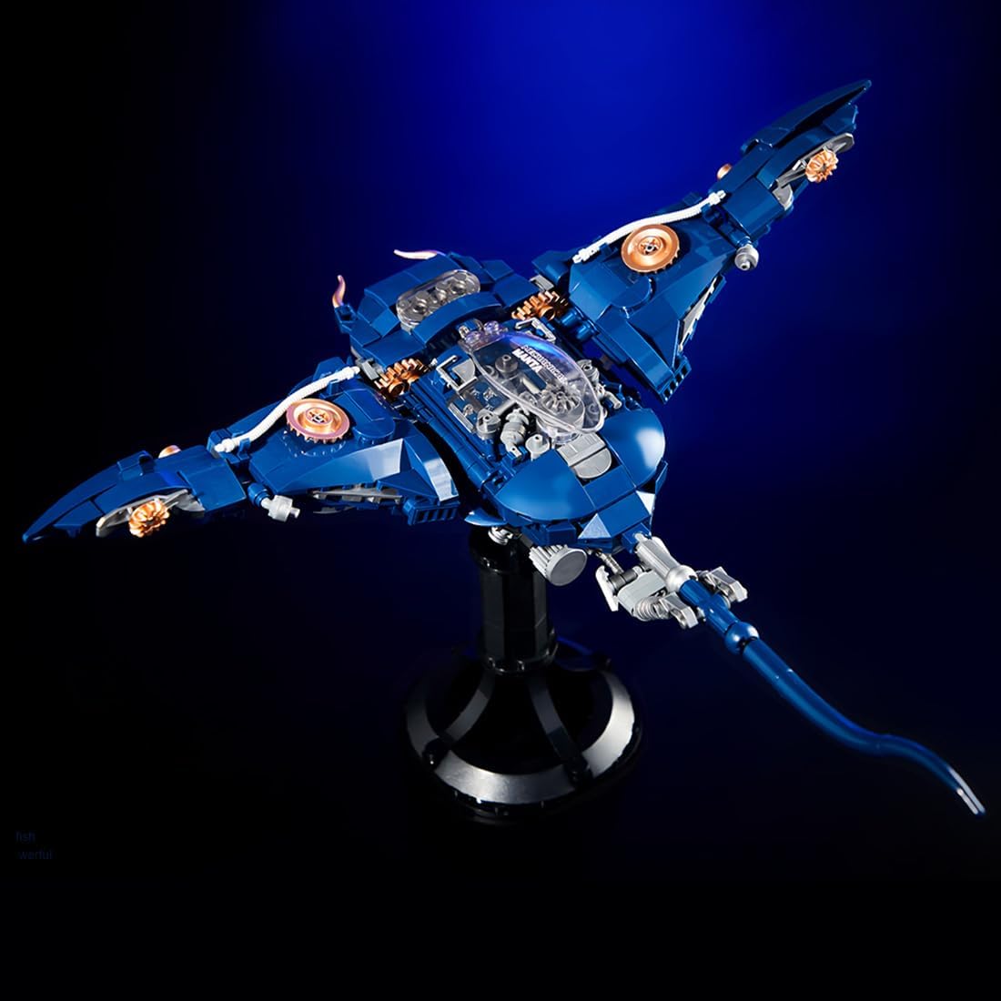 Mechanical Marine Life with Lights and Joint Linkage Building Blocks Set, Steampunk Sea Animal Building Block Toy, Movable Ocean Animal with Display Stand（689PCS）