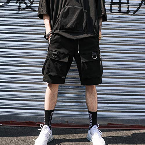 Ambcol Mens Shorts Casual Drawstring Elastic Waist Streetwear Workout Shorts With Zipper Pockets Black-18 Large #TOP1