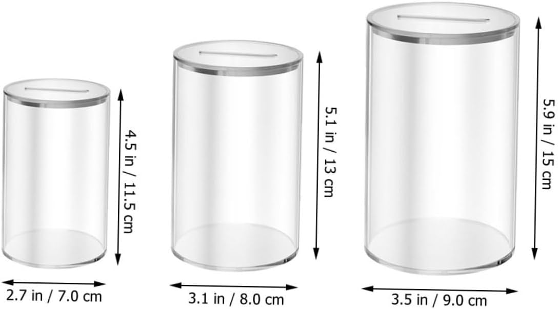 3pcs Acrylic Piggy Bank Money Saving Pots for Cash Savings and Storage Creative Design for Teens and Adults for Home Office Decor