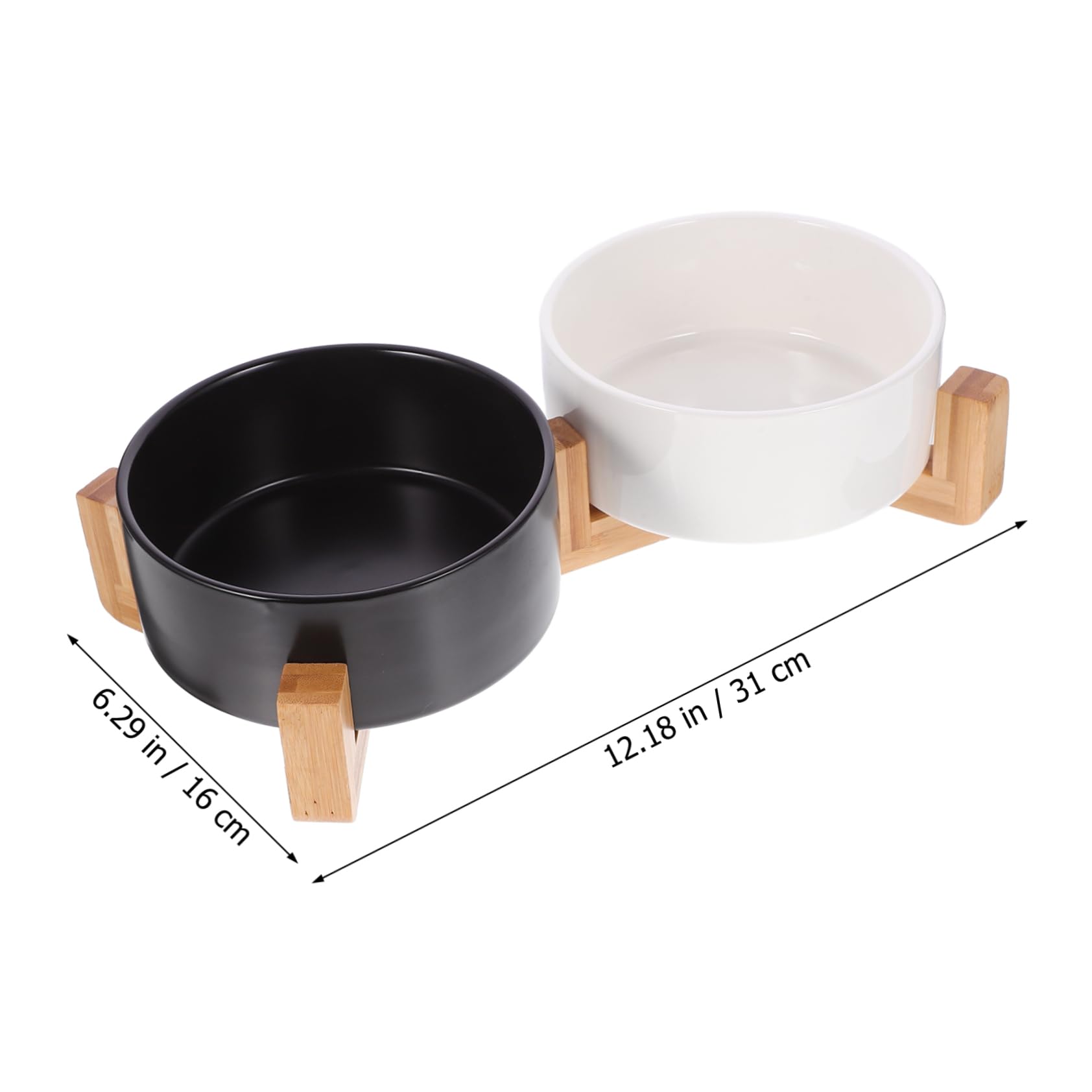 Toddmomy 1juego Comedero De Cerámica Doble con Soporte De Madera Antideslizante para Perros y Gatos para Comida y Agua Mediano Diseño Práctico y Seguro