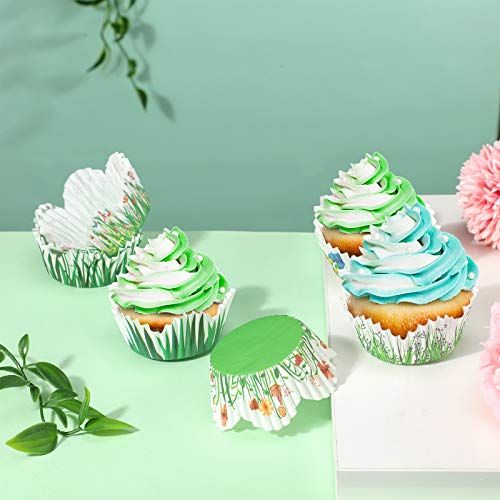 Sawysine 600 Pieces Petal Grass Shaped Cupcake Liners Spring Themed Cupcake Grass Flower Baking Cups Cupcake Wrappers Paper Wraps Muffin Case Trays For Spring Birthday Easter Party Decor #TOP2
