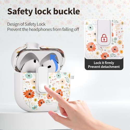 Image of for AirPods 4 Case with Secure Lock Clip in Phone Stand,Floral Girly Style Protective Cover with Cleaning Kit and Carabiner for Apple iPod 4 Generation (Maple Leaf Petals)