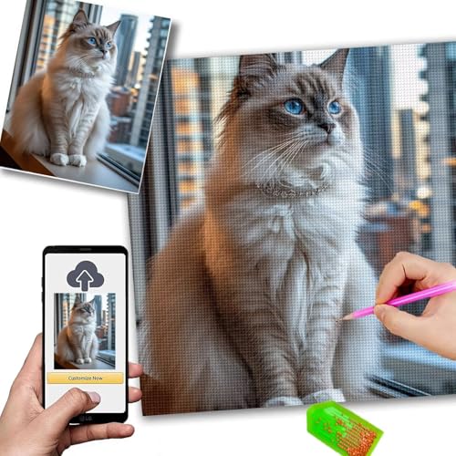 Broderie Diamant Kit Completo 90x120cm avec Photo Personnalisée pour Canevas Perle
