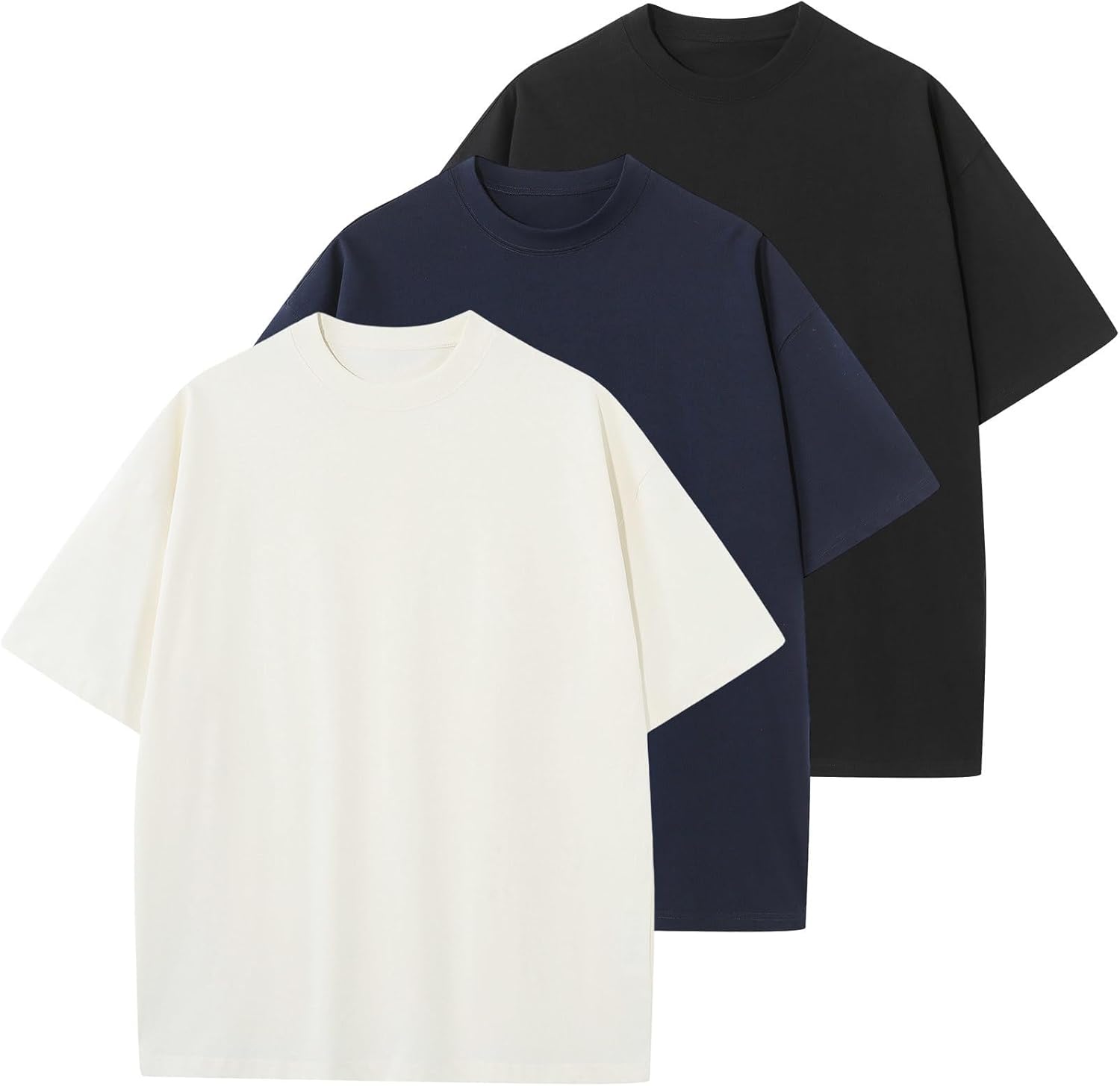 Men's Cotton T-Shirts Oversized Unisex Short Sleeve Crew Neck Loose Basic Tops Solid Athletic Tee