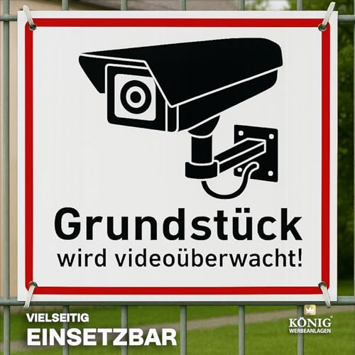 Schild Grundstück wird videoüberwacht! | Alu 20 x 20 cm | stabiles Alu Schild mit UV-Schutz | weiß | Videoüberwachung Kameraüberwachung Kameraüberwacht | Dreifke®