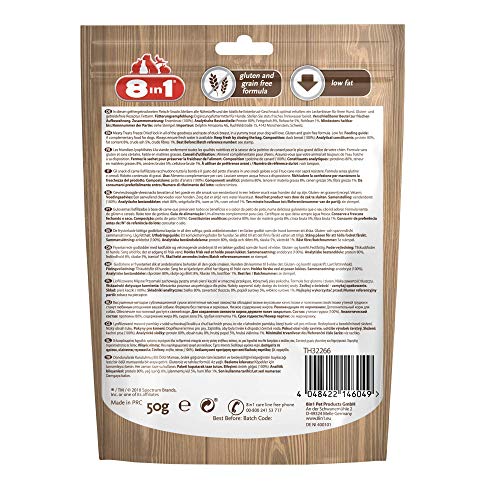 8in1 Meaty Treats, gefriergetrocknete Hunde Leckerlis aus Ente, 100% Fleisch, getreidefrei und ohne Zucker, 50 g Beutel (Packung mit 2)