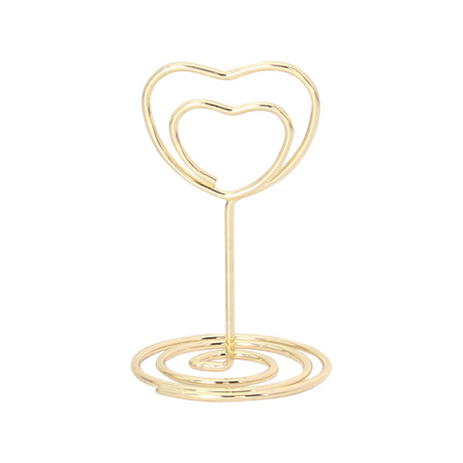 alloneslife 10Pieces 1.9Inch Wire Place Card Holder Heart Shape Table Number Holders Photo Stand Memos Notes Clip Holder for Wedding Centerpiece Picture Holders