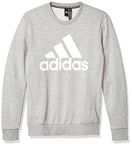 adidas Men's Must Haves Badge of Sport Crew Fit Medium Gray Heather/White Large