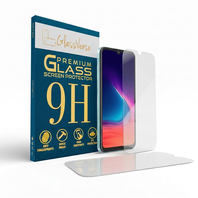 Image of GlassVerse PureView Tempered Glass for Nokia C32 | Crystal Clear, 9H Hardness Screen Protector, Edge to Edge, Case Friendly, Hassle-less Installation Kit Included. (Pack of 1)