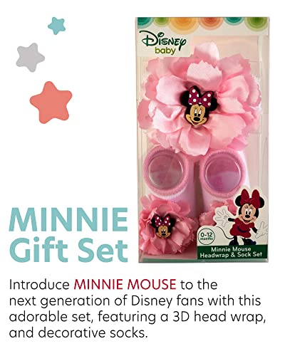 Disney Baby Girls’ Minnie Mouse Gift Set – 2 Piece Headband And Socks (Newborn: 0-12M), Size 0-12 Months, Minnie Headband And Socks Pink #TOP2