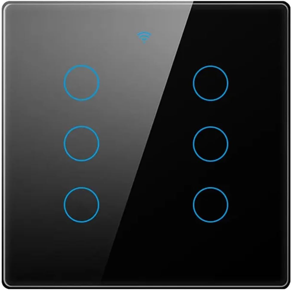 Tuya WiFi Smart Touch Switch, Brazil 4 * 4, No Neutral Wire, 4/6 Gang, RF433 Remote On/Off, Smart Life 202A Black 06