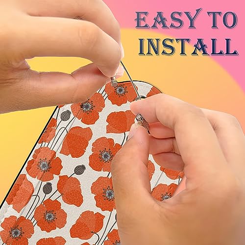 2 Pack Luggage Tag for Suitcases,Vintage Poppy Flower PU Leather Bag Travel Suitcase ID Identifier Baggage Tags for Women Men Travel4