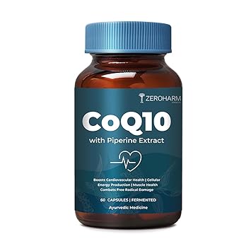 ZEROHARM CoQ10 250 mg with Piperine & Grape Seed Extract - High Absorption-Fermented Coenzyme Q10 Supplement- Antioxidant Support For Men & Women - 60 Veg Capsules - image, photos