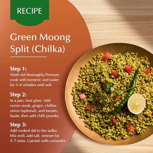 Image of Amazon Brand - Vedaka Popular Unpolished Green Moong Split (Chilka), 500 g|Naturally Rich in Protein |Naturally Cholesterol free