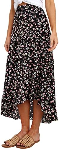 SimpleFun Summer Clothes for Women 2023 Vacation Floral Long Skirt Pleated Flowy Skirts (Floral4,M)