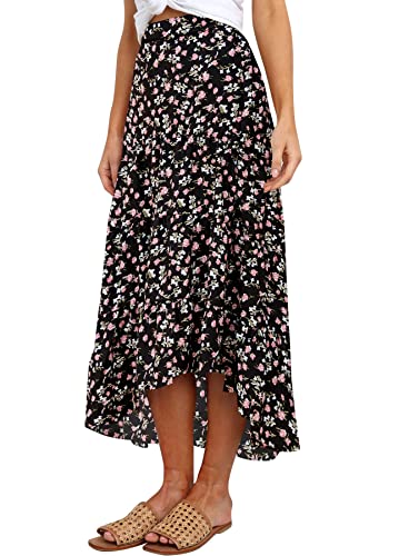 Simplefun Summer Clothes For Women 2023 Vacation Floral Long Skirt Pleated Flowy Skirts (Floral4,M) #TOP27