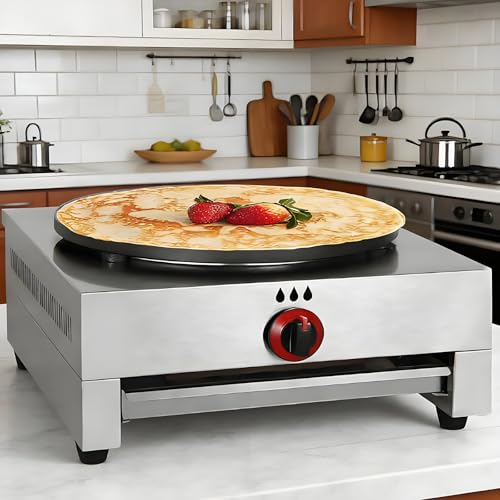 Plancha para crepes antiadherente, máquina eléctrica para crepes con potencia de fuego ajustable, plancha comercial para panqueques para cocina