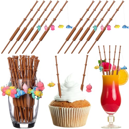 Pics à cupcakes 3D petit pêcheur pour décoration de fête originale