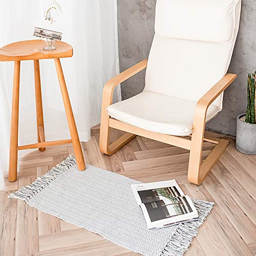 Fasmov Bathroom Rugs Cotton Area Rug Set 2 Piece 4.2'X2'+3'X2' Cotton Rugs With Tassel Farmhouse Gray Washable Fringe Cute Bedroom Entry Door Way Modern Rug #TOP1