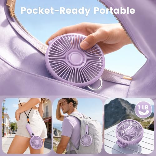 Image of Portable Handheld Fan, 10000mAh Rechargeable Personal Fan for 40H, 6-Inch Ultra Quiet Foldable Hand Fan, 5-Speed Gentle Airflow Battery Operated Fans for Travel Outdoor Lash Makeup Gifts for Women