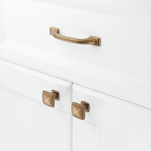 Miniatura 3 de KOOFIZO Paquete de 10 tiradores de gabinete de cocina de latón antiguo de 3 pulgadas, manijas de gabinete de latón vintage para gabinetes de cocina,