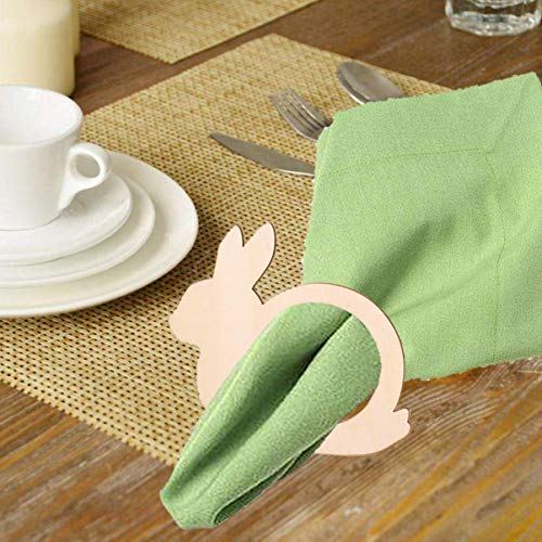 20 Pieces Rabbit Shape Wood Napkin Rings Easter Wooden Napkin Holders Rings Serviette Buckles For Easter Wedding Dining Table Decoration Party Supplies #TOP4