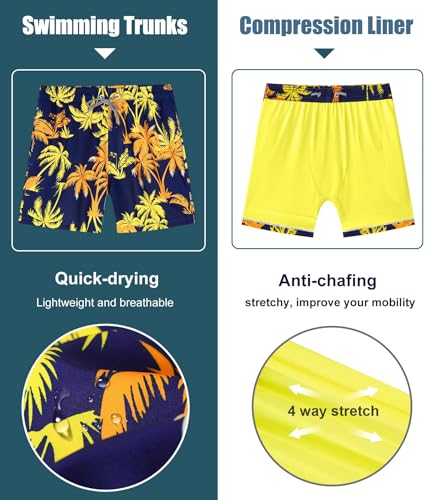 APTRO Men's Swim Trunks with Compression Liner 5 Inch Bathing Suit Beach Swimsuits3