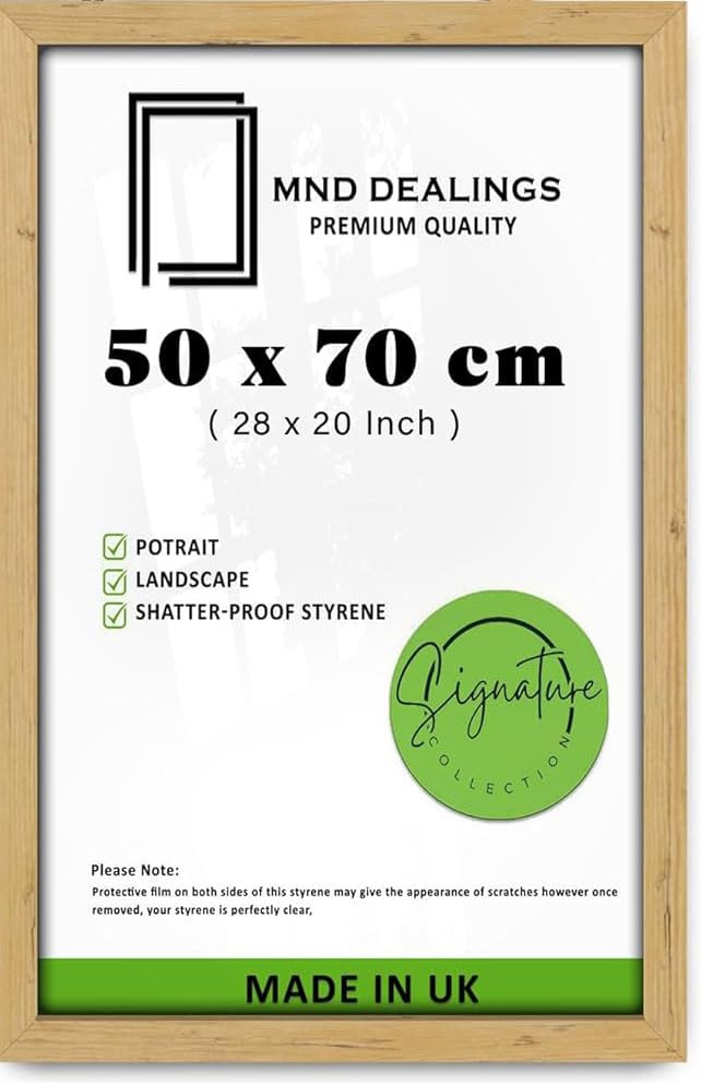 MND Dealings Large Modern 50x 70 cm Poster Frames Eton Wood Perfect For Wall Gallery, Living Room & For Wall Hanging Mount Poster Picture With Styrene Shatterproof Perspex Sheets- Pine — image 1