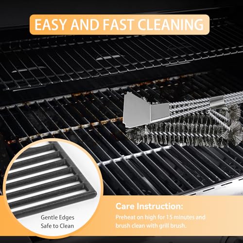 FIRXZYMZ E210 44,5x26cm Grillrost für Weber Spirit I & II 200 Serie, Spirit E210, E220, S210, S220 (mit vorderen Bedienknöpfen), 7637 Ersatzteile Gusseisen für Spirit 200 Grillrost