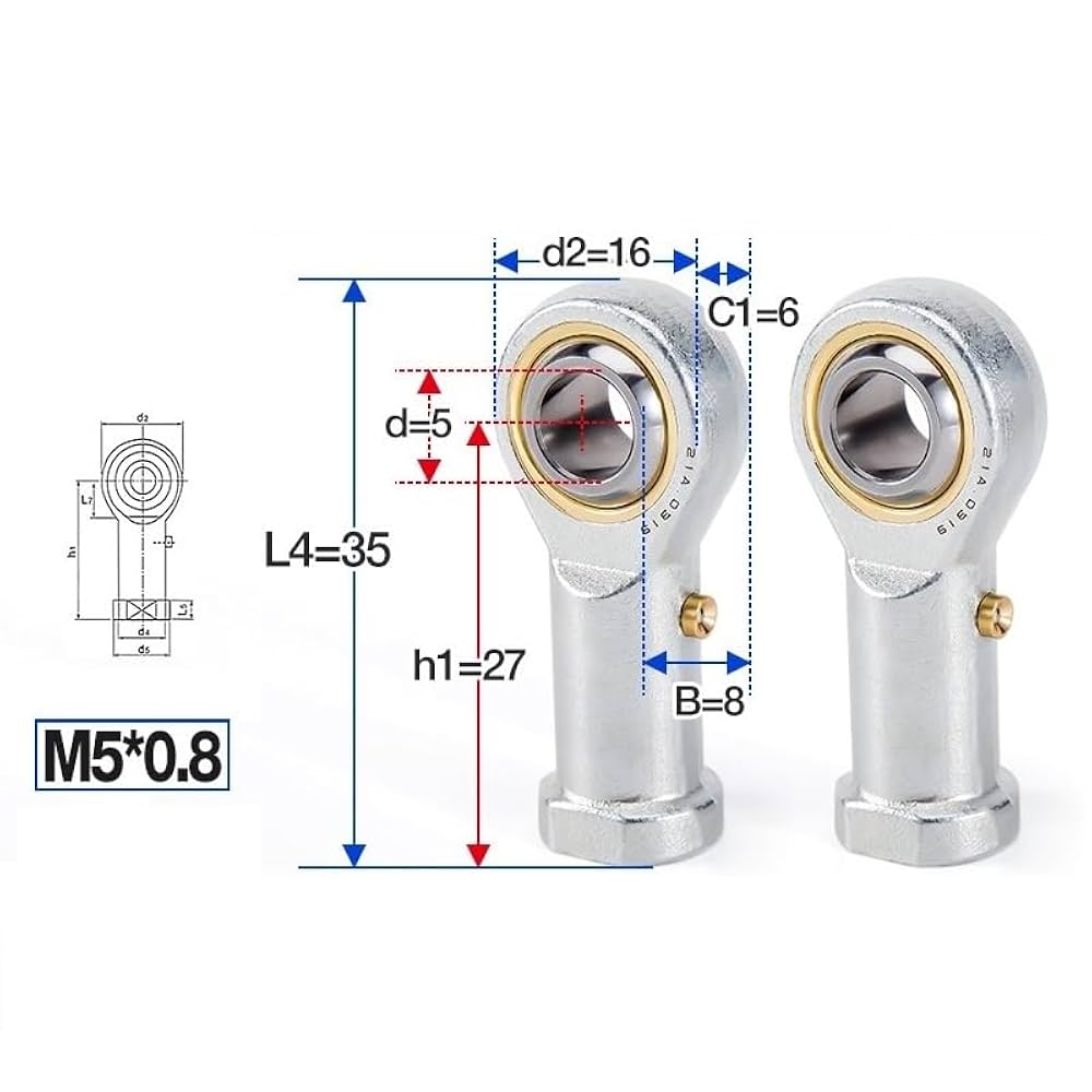 Amazon.co.jp: 1PC ロッドエンド プレーンベアリング メスネジ PHS5/6