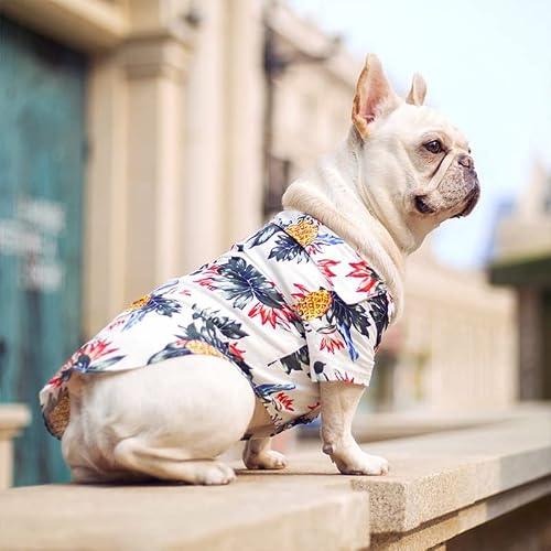 Dog Hawaiian Shirt Dog Shirts For Small Dogs Boy Summer Puppy Clothes French Bulldog Clothes Coconut Tree Pineapple Pattern Dog T-Shirts Cat Pet Outfit Apparel Clothing #TOP1