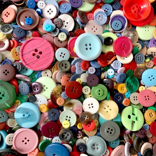 Penbin 400+ pcs Round Resin Buttons Mixed Color Assorted Sizes (0.7-4cm) for Sewing Crafts DIY Button Painting Easter Egg Fillers - Perfect for Crafters Teachers & DIY Enthusiasts