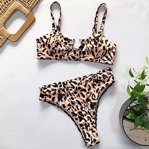 Bikini léopard push-up taille haute marron idéal pour vos pool parties