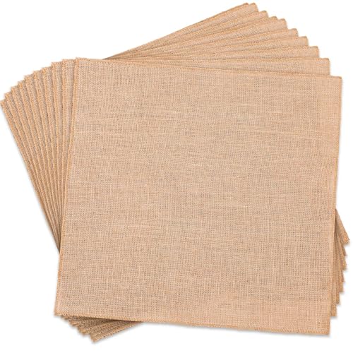 Menkxi 10 Pcs 20 x 20'' Burlap Squares Multipurpose Natural Burlap Fabric Centerpiece Placemats Farmhouse Gardening Country Crafts for Home Weddings Kitchen Table Decorations