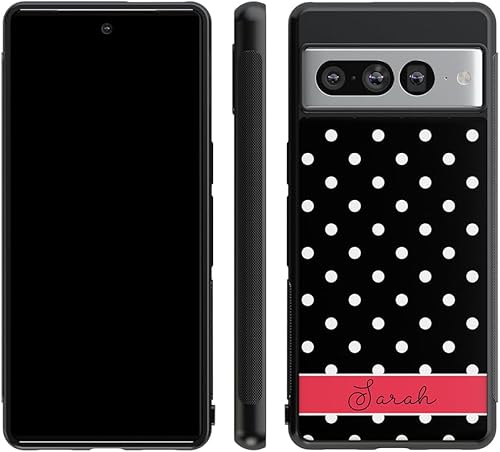 Miniatura 5 de Polka Dot Black White Red Personalized Black Rubber Phone Case Compatible With Google Pixel 10, 10 Pro, 10 Pro XL, 9a, 9 Pro, Pixel 9, Pixel 9 Pro