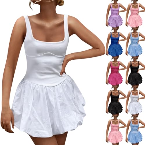 YURI】ANDRESD bubble dress Solid Strapless Drop-Waist Bubble Dress