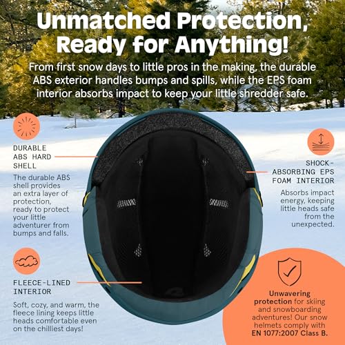 Image of Comstock Kids Ski & Snowboard Helmet with ABS Shell, EPS Impact Protection & 10 Cooling Vents - Adjustable Winter Sports Gear, Goggle Clip