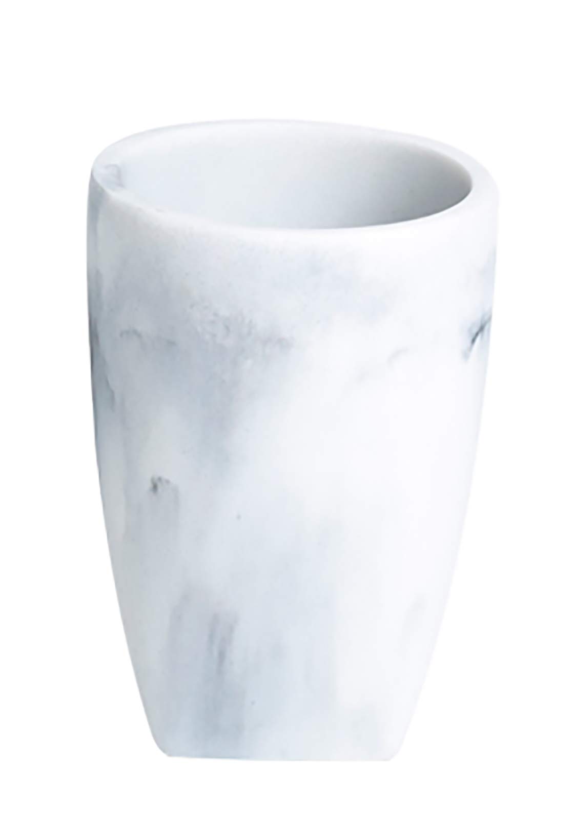 Showerdrape White Octavia Frestanding Bathroom Tumbler & Toothbrush Holder, Marble, No Drilling