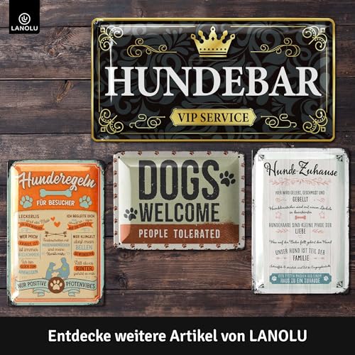 LANOLU Retro Blechschild Hunderegeln, Hundeschilder, Blechschild Hund, Deko Garten Hund, Geschenke für Frauen Hundeliebhaber, Hunde Geschenke für Besitzer, 20x30cm