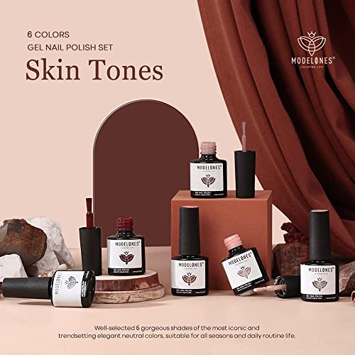 Modelones MO-DF0023 Gel Nail Polish Kit -6 Colors Fall Nude Pink Gel Polish Set Skin Tones Neutral Brown Soak Off Gel Nail Kit Manicure Diy Nail Art Salon Home Gift thumb #1