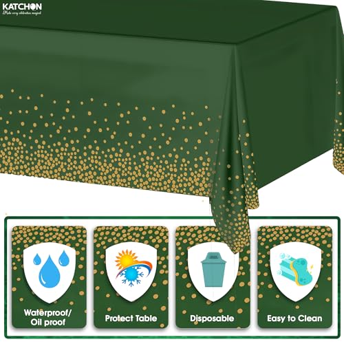 Image of KatchOn Graduation Decorations 2026, Green and Gold Graduation Tablecloth - XtraLarge 108x54 Inch, Pack of 3 | Congrats Grad Tablecloth | Graduation Table Decorations Class of 2026