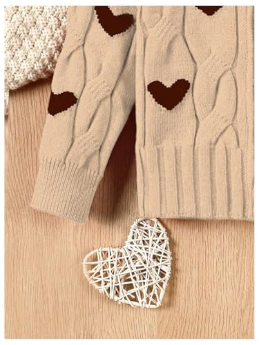 SOLY HUX Toddler Girl's Heart Print Cardigan Sweater V Neck Button Down Long Sleeve Knit Cute Fall Cardigans4
