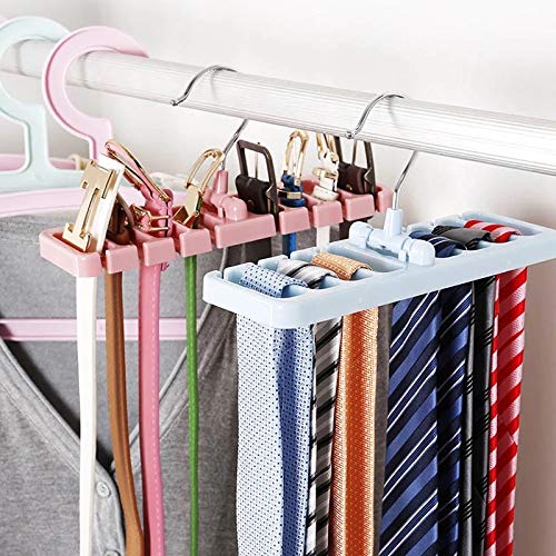 Orcoa Plastic 8 Slot Tie Belt Scarf Rack Holder Organizer For Closet Wardrobe Storage (Random Colours), Multicolored-image-43