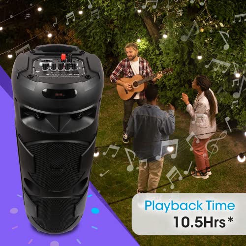 Image of Zebronics 450 Moving Monster DJ Trolley speaker with 48W RMS, Bluetooth 5.0, Wireless mic, Karaoke, TWS function, LED lights, Dual 8 inch Full range, 10.5H backup & Built-in rechargeable Battery