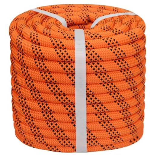 1/2 Inch Arborist Tree Pulling Rope - 100 Feet Tree Swing Rope for Rigging, Outdoor Use - High Strength Double Braided Polyester 48 Strands - Orange/Black
