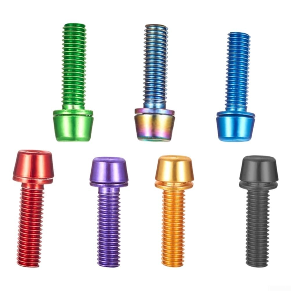 Plated Handlebar Screws M5x18, 6 Pcs Coloured Stainless Steel For Bike Stem Bolts for Mountain Road Cycling, For Alloy Headset Hardware in Multiple Colors(Gold)