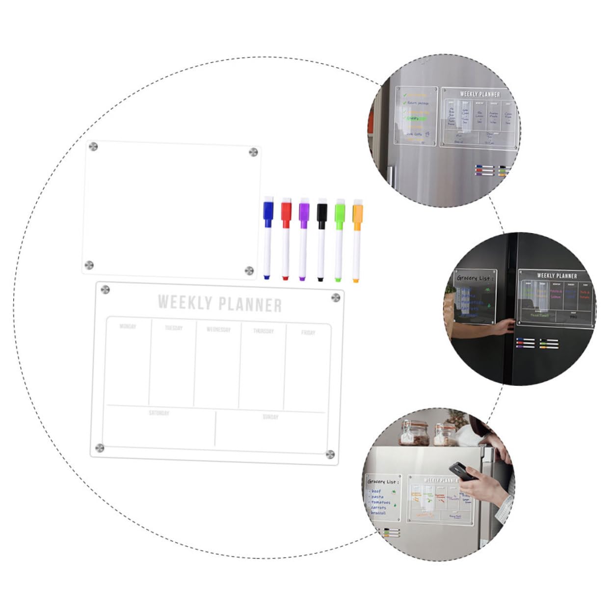 Artibetter Magnetische Whiteboard-tafel für Kühlschrank Acryl-notiztafel Abwischbares Terminplan-whiteboard Stundenplan-magnet To-do-listen-tafel Küche und Büro Geeignet