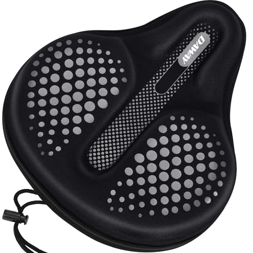 DAWAY C6F Comfortable Bike Seat Cover - Large Wide Gel & Foam Padded Bike Seat Cushion for Women Men, Comfort, for Peloton, Stationary Exercise, Mountain and Cruiser Bicycle Saddles, Soft