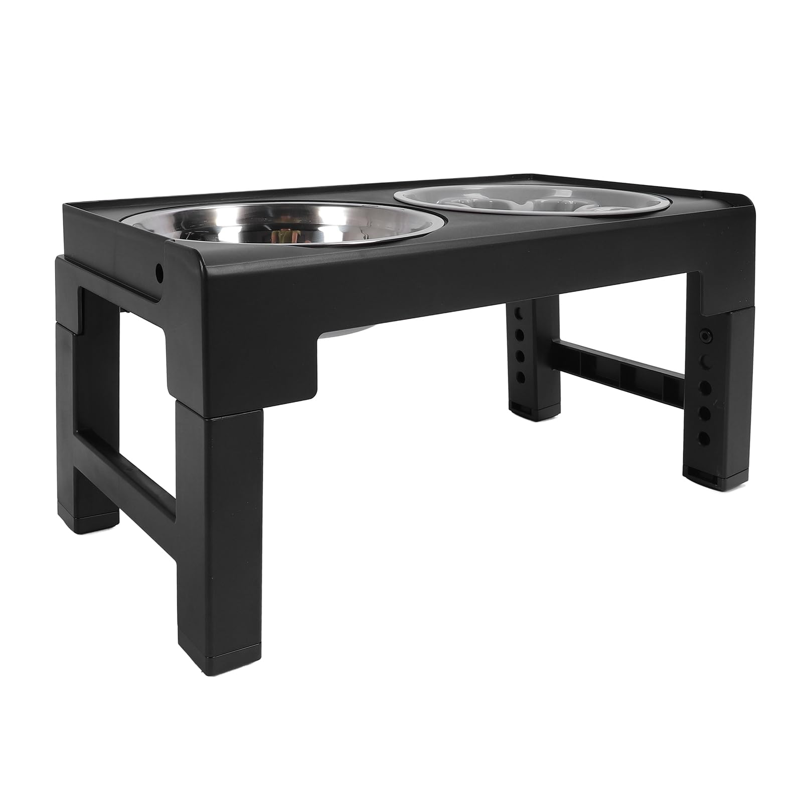 Ciotola Rialzata per Cani, Doppia Ciotola in Acciaio Inox Regolabile in Altezza con Design Pieghevole e Base Antiscivolo, Ideale per Cani di Taglia Grande e per Uso esterno.