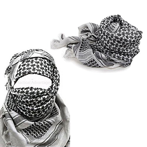 Militar-TLD Foulard Militaire Armée Pour utilisation en extérieur, airsoft et paintball Style keffieh Blanc Noir
